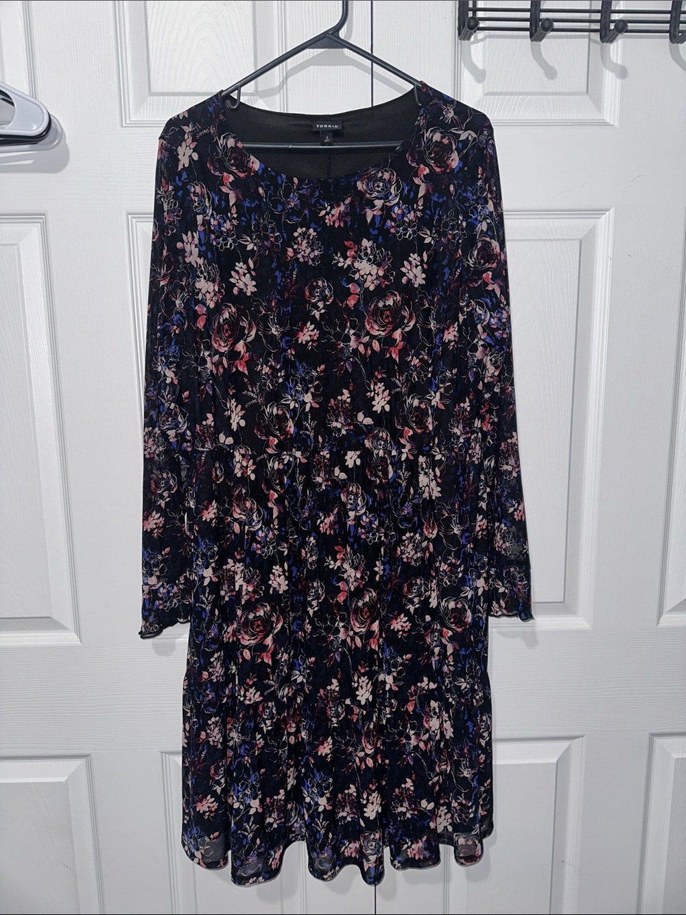 torrid Black Floral Long-Sleeve A-Line Dress